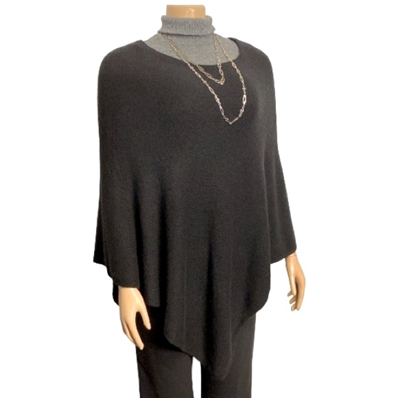 Rachel Rachel Roy Poncho Wool Black Asymmetric hemline Size Os - Picture 1 of 11